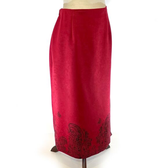 Bold Georgio Fiorlini Plus Midi Skirt 16W Red Black Paisley - Picture 6 of 9
